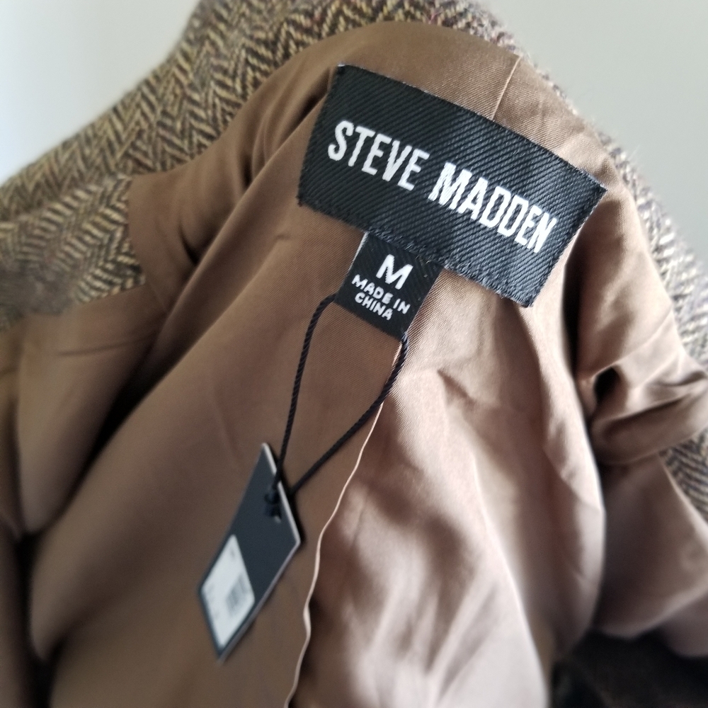 NWT Steve Madden Rupi Cropped Blazer, Brown, Medium - Picture 10 of 16